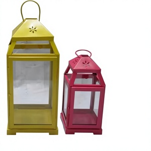 Colorful <b>Lantern</b> <b>Set</b> in Yellow and Pink Decorative <b>Lanterns</b> for Home and Garden Accent Modern and Vibrant Design - Product Image 1