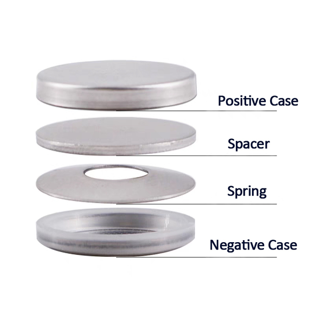 304 Stainless Steel CR2032 Coin Cell Cases, Spring and Spacer  for Lab Research