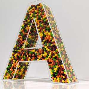 Jiacheng Big letter shaped acrylic box clear tall container storage bin acrylic candy box design for candy shop