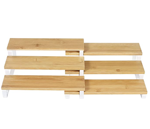 Bamboo Spice Rack Kitchen Cabinet Organizer- 3 Tier Bamboo Expandable Display Shelf