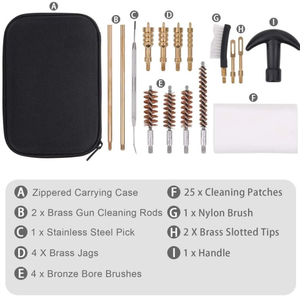 22,38. 9 mm.45 Calibre Bronce Cepillo Latón Jags Barril Limpieza Kit Universal Pistola Limpieza Kit - Product Image 5