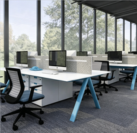 Meubles de bureau commerciaux, poste de travail modulaire, bureau pour 4, 6 ou 8 personnes, bureau cloisonné pour le personnel, table de poste de travail avec cloison