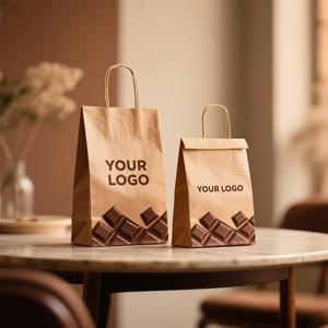 Bolsa de Papel para Envasado de Alimentos con Impresión Offset, Logotipo Personalizado, Reciclable, Bolsa de Papel Plana Estándar, Bolsa de Papel Kraft Clásica con Asas Retorcidas - Product Image 1
