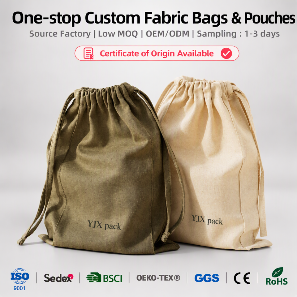 Natural Cotton Drawstring Bag Eco Friendly Portable Sundries Organizer ...