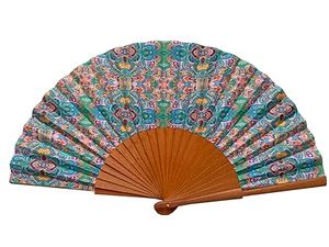 22cm Handmade Wooden Folding Fan Custom Portable Spanish Flowers Wall Hanging Decoration for Wood Crafts Wooden <b>Boxes</b> Wall Signs - Product Image 2