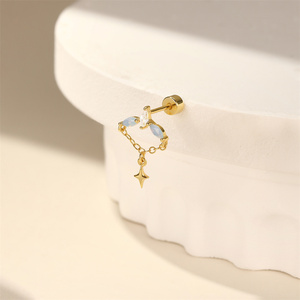 Pendientes de Plata 925 con Borla, Corazón y Ópalo, Diseño Moderno y Plano para Mujer - Product Image 3