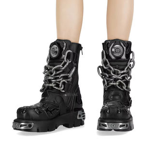 รองเท้าบูตส้นเข็มสายโซ่พังค์, รองเท้าบูต2025บูตแฟชั่นสตรีทร็อคหัวมน - Product Image 5