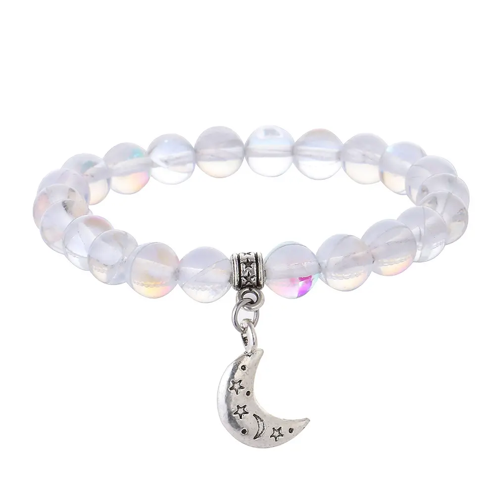 XISHUO-pulsera de cuentas de joyería fina para mujer, brazalete de piedra lunar transparente, pulseras de piedras preciosas de cristal Natural para mujer 2022