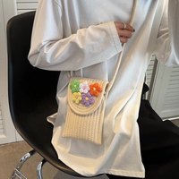 Sac bandoulière en toile tissé à la main, motif armure, motif floral, pour téléphone et monnaie, idéal pour les vacances à la plage