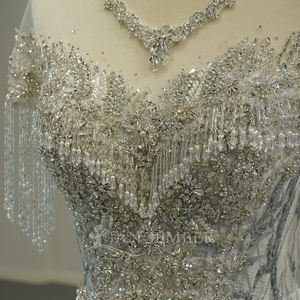 Vestido de Novia de Gasa Estilo Sirena Gt26002 con Escote Corazón, Adornado con Cuentas y Encaje, con Cola Desmontable Jancember - Product Image 2