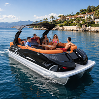 Bateau ponton en aluminium de 22 pieds de qualité export, 12 places, 3 tubes, homologué CE, couleur personnalisée, pêche, moteur 200 CV en option, expédition internationale