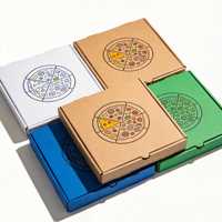 Boîte à pizza personnalisée de qualité alimentaire, jetable, recyclable, avec laminage brillant, revêtement UV et vernissage