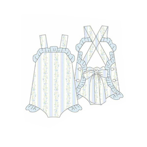 Combinaison sans manches pour bébé fille, motif fleurs et rayures, vente en gros, ensemble enfant SR34119 CUSTOM - Product Image 5