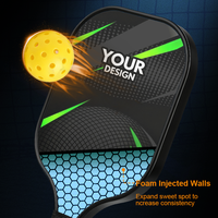 Raquette de pickleball en fibre de carbone EPP OEM ODM, fabriquée en usine, 16 mm, haute puissance, pour l'entraînement, avec logo et emballage personnalisés