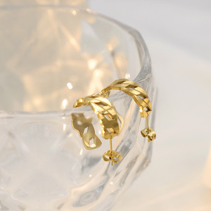 Cuff Earrings Gold Geometric Hollowed Out Chain Design For Women Fashion Jewelry - Product Image 4