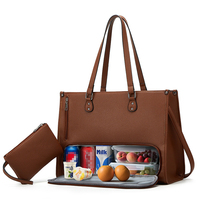 Sac fourre-tout 2-en-1 pour femme avec compartiment isotherme pour le déjeuner, sac à bandoulière pour ordinateur portable, grande capacité, sac à main de bureau avec petite pochette de rangement
