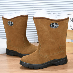 Botas de Nieve Mengxue para Hombre, Forradas de Lana Gruesa, Antideslizantes, Resistentes al Desgaste, Protección Contra el Frío, Tacón Medio, Color Sólido - Product Image 2