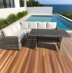 Ensemble de meubles en rotin d'extérieur haut de gamme avec angles carrés | Coins dorés, couleurs et styles personnalisés pour les espaces de luxe - Product Image 1