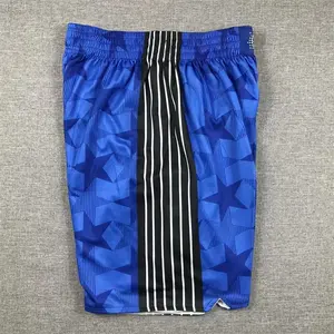 Pantaloncini da basket da uomo ricamati con cuciture pantaloni originali di alta qualità La Laker chicago bull Magic Retro Nbaing maglia corta