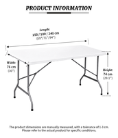 Ensemble table et banc pliables et empilables en plastique blanc, légers, durables et modernes, avec structure en aluminium, pour salle à manger, pique-nique et salon.