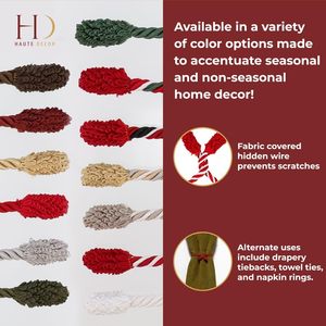 Daoge Polyester Twist <strong>Ties</strong> 6 Pack 20 Inches (<strong>Black</strong>/Red/White) For Hanging Garland Lights And Decorations - Product Image 3