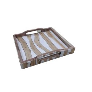 Plateau en bois personnalisable avec finition émaillée, rectangulaire, économique, pour service ou présentation alimentaire - Product Image 2