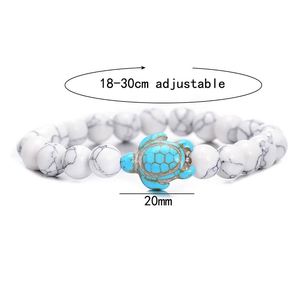 Protect Ocean Animals Summer Style Sea Turtle Beads <b>Bracelets</b> Natural 8MM Bead Lave Blue White Turquoise <b>Bracelet</b> Beach Jewelry - Product Image 3
