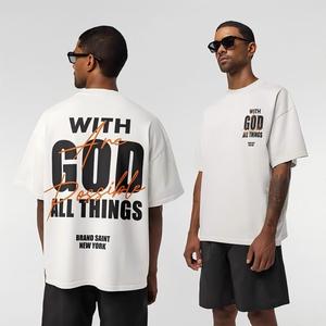 T-shirt Oversize in Cotone Pesante Effetto Usurato con Logo Personalizzato, Stampa Streetwear, Vestibilità Boxy, Unisex, Produttore - Product Image 1