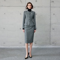 Jupe en tweed haut de gamme, coupe ajustée, pour tenue professionnelle et tailleur-pantalon pour femme, jupe pour femmes rondes, fabricant de prototypes de vêtements