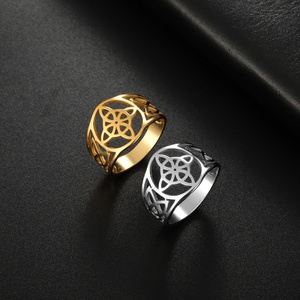 Vintage Gold Plated Stainless Steel Wicca <strong>Witch</strong> Knot Element Chunky Fashion Rings <strong>for</strong> Women and Men Stylish <strong>Jewellery</strong> - Product Image 2