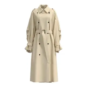 高品质春季2023定制数码图案冬季长款女式加大码外套长袖夹克风衣