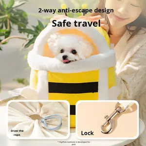 Toptan sevimli arı moda Polyester fermuar evcil hayvan taşıyıcı sıcak sonbahar kış kalınlaşmış açık köpek yatağı kedi Pet yatak sırt çantası - Product Image 4