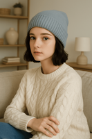 Gorro de Punto Personalizado de Alta Calidad, Mezcla de Lana, Color Gris, Suave y Cálido, para Otoño/Invierno, para Playa y Viajes, para Regalo, Personalizable