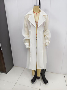 SHENZHU 2025 Primavera, Nuevo Abrigo Largo Informal para Mujer, con Cuello Transparente, Sin Botones, <span class=keywords><strong>Chaqueta</strong></span> de Protección Solar 25154 - Product Image 2