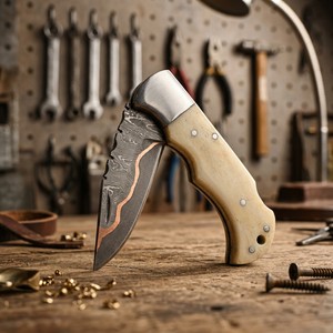 High Quality Damascus Steel Folding Blade Pocket <b>Knife</b> with Pakka Wood Handle Back <b>Lock</b> 3-Year Warranty-Tactical Survival Tool - Product Image 2