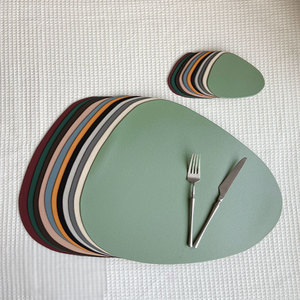 Bắc Âu Ins Phong Cách Faux Da Bảng Thảm Không Thấm Nước Oilproof Tre Nước Thả Đế Lót Ly Tam Giác Cách Nhiệt Nơi Miếng Đệm - Product Image 1