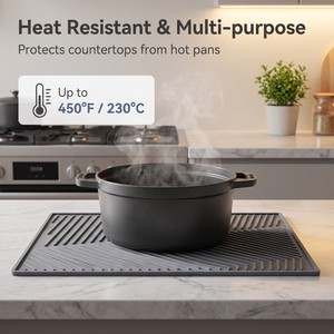 Tapete de Silicona Resistente al Calor de Alta Calidad con Franjas Elevadas de Secado Rápido para Utensilios de Cocina de Restaurantes - Product Image 1