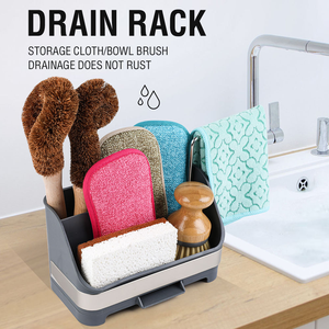 Organizzatore per Lavello in Acciaio Inox Masthome, Porta Spugne con Supporto per Panni, Accessori per Pulizia Cucina - Product Image 2