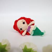 Personnage de film Amigurumi Princesse en coton tricoté, peluche faite à la main, sirène princesse au crochet, mini princesse, cadeau