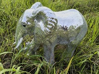 Sculpture d'éléphant boule disco en mosaïque de verre argenté, statue boule miroir pour la décoration de la maison, du jardin et des espaces commerciaux