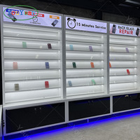 Étagères murales pour accessoires électroniques et vitrine en verre pour téléphones portables pour centre commercial, comptoir mobile moderne de luxe avec éclairage LED