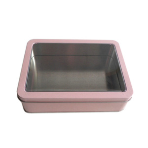 Caja de lata de Metal con tapa de ventana para embalaje de regalo, impresión personalizada, <span class=keywords><strong>Rectangular</strong></span>, gran tamaño, gran oferta - Product Image 1