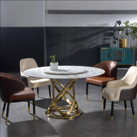 Ensemble de table à manger en marbre moderne et élégant, porcelaine, 6 places, pour hôtel et maison