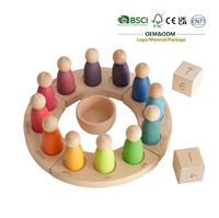 Jouets Montessori JET, Monde du calendrier, figurines arc-en-ciel en bois pour enfants, blocs en bois, jouets d'empilage, jouets éducatifs