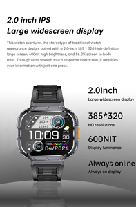 Akıllı saat 2 inç Ultra büyük ekran NX23 LED ışık el feneri BT arayarak AI ses 400mAh erkekler Fitness spor izci Smartwatch - Product Image 3