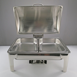 Aço inoxidável Food Warmer 2 Pan Grande Capacidade Buffet Fogão Prata Retângulo Chafing Dish Para Restaurante - Product Image 4