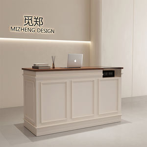 Bureau de <span class=keywords><strong>caisse</strong></span> enregistreuse en laque minimaliste de style français en bois durable pour magasin de vêtements pour hommes et femmes café réception de fleurs - Product Image 3