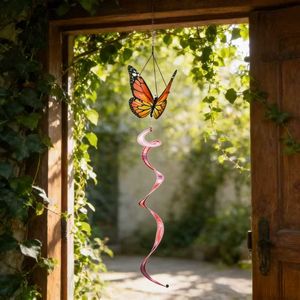 Nieuwe lente buiten camping tuin decoratie regenboog vlinder roterende windstrip windspinner streamer - Product Image 4