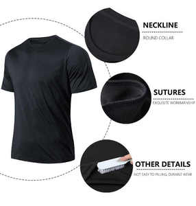 เสื้อยืดสำหรับผู้ชายเสื้อยืด2024ฟิตเนสเข้ารูปผ้าโพลีเอสเตอร์ระบายอากาศได้ดี - Product Image 3