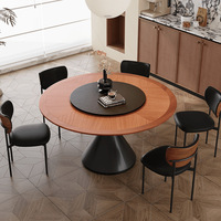 Table à manger ronde en bois massif de luxe moderne ensemble de chaises 4 6 8 places salon restaurant rotatif noir meubles designs